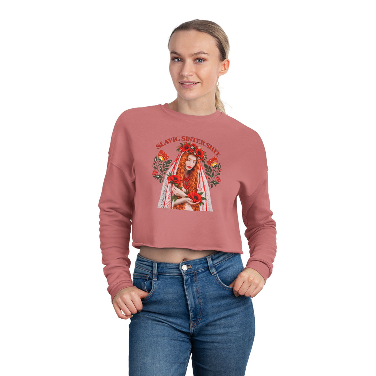 Slavic Sister Shit Cropped Sweatshirt